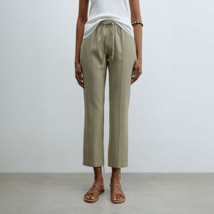 Pantalón Mujer Sfera Satén Ba Cinturón Mx Crema