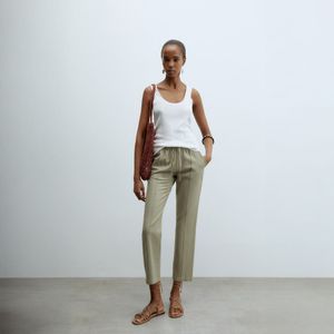 Pantalón Mujer Sfera Satén Ba Cinturón Mx Crema