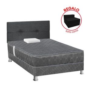 Cama Forli Acqua Gris 1.5 Plazas + Cabecera + Sofá Cama