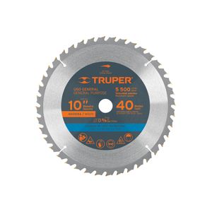 Disco sierra 10" eje 5/8" para Madera 40 Dientes Truper 18305