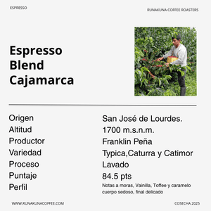 Cafe de Especialidad Espresso Cajamarca Grano -  Runakuna