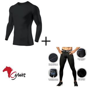 Conjunto De Polo Manga Larga Y Pantalón Leggins Color Negro