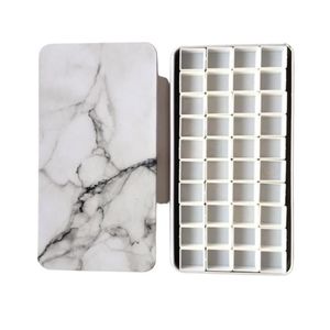 Estuche vacío para acuarelas rectangular metal - mármol