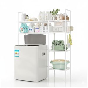 Estante Organizador Multiusos para Lavadora Baño 2 Niveles 2 Cuerpos 138x106x25cm Blanco