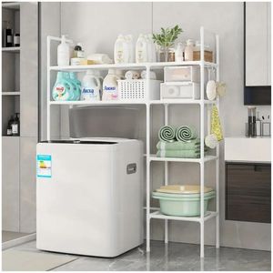 Estante Organizador Multiusos para Lavadora Baño 2 Niveles 2 Cuerpos 138x106x25cm Blanco