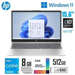 LAPTOP HP 15-FD0048LA INTEL CORE i5 12va 8GB RAM 512GB SSD 15.6" HD Windows 11 Plateado natural