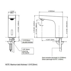 Grifería Sensorizada Automática modelo TEL205 marca TOTO a batería