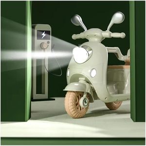 Mini Moto Eléctrica Vintage Con Control Remoto Maletera Faros con Luces y Musical USB V