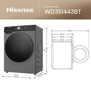Lavaseca Hisense Carga Frontal 14/9KG WD3S1443BT  Gris