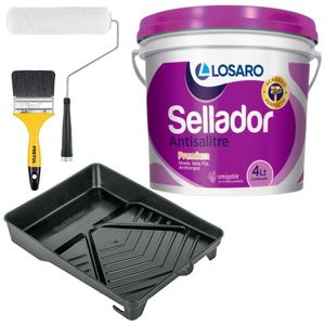 combo sellador de pared antisalitre 4Lt rodillo bandeja brocha 3p