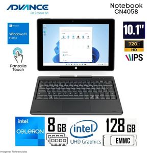 Laptop Advance CN4058 2 en 1 Celeron N4020 8GB  128GB 10.1  Pantalla táctil Wind 11