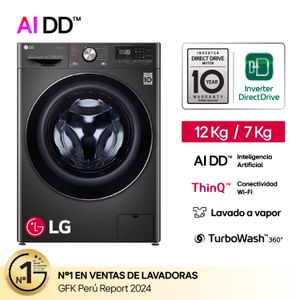 Lavaseca LG AI DD Inteligencia Artificial Carga Frontal WD12BVC2S6C 12/7 Kg Negro Acero