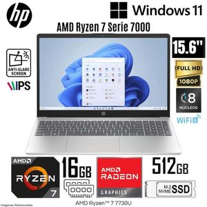 Laptop HP 15-FC0012LA AMD Ryzen 7-7730U 16GB RAM 512GB SSD 15.6 FHD IPS - Dorado