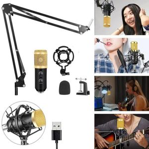 Kit Micrófono Condensador USB Estudio Podcast BM838 Negro con Dorado