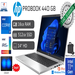 Hp Probook 440 G8 I7 11va 16gb RAM 512gb SSD  Reacondicionada 1 Año Garantía con COOLER
