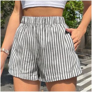 Short verano Lino Rayas con bolsillos