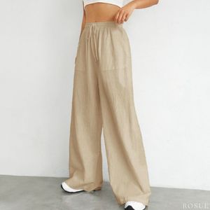Pantalón con cordón en la cintura fresco holgado Viena