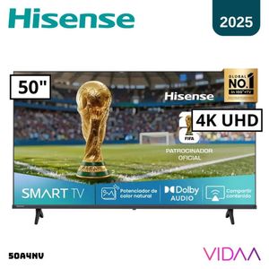TELEVISOR HISENSE 50 SMART TV VIDAA 4K UHD LED 2025 - 50A4NV + RACK FIJO