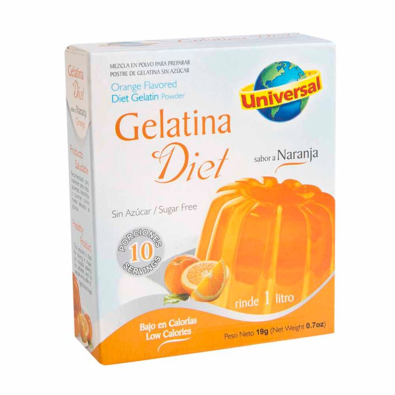 Gelatina UNIVERSAL Sabor a Naranja sin Azúcar Caja 19g