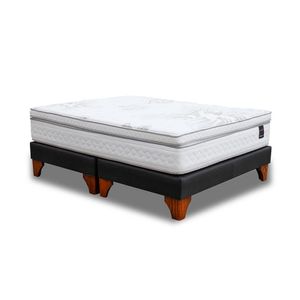Cama Europea Rosen Grafito Art 4 King + 2 Almohadas Memory Max