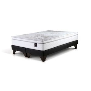 Cama Europea Rosen Grafito Art 4 King + 2 Almohadas Memory Max