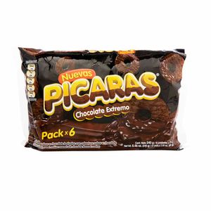 Galletas PICARAS Chocolate Extremo Bañadas con Sabor a Chocolate Paquete 6un