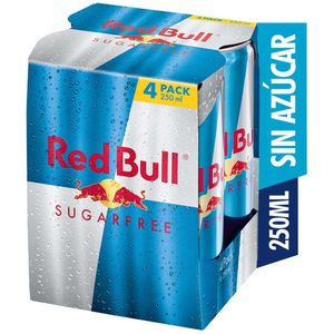 Bebida Energizante RED BULL Sugarfree Paquete 4un Lata 250ml