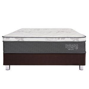 Cama Paraíso Pocket Star 1.5 Plazas Chocolate + 1 almohada + protector