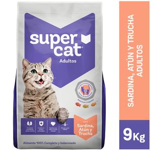 Comida para Gatos SUPERCAT Adultos Sardina Atún Trucha Bolsa 9Kg