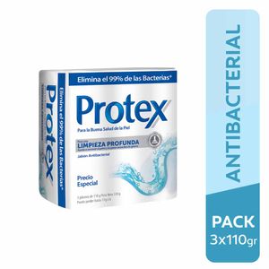 Jabón Antibacterial PROTEX Limpieza Profunda 110g Paquete 3un