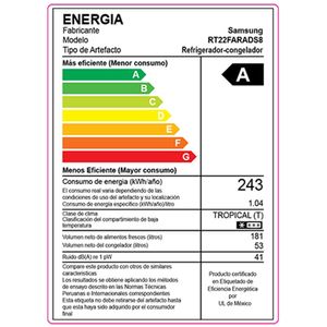 Refrigeradora SAMSUNG 234L RT22FARADS8