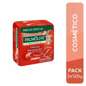 Jabón de Tocador PALMOLIVE Intensa Renovación Granada 120g Paquete 3un