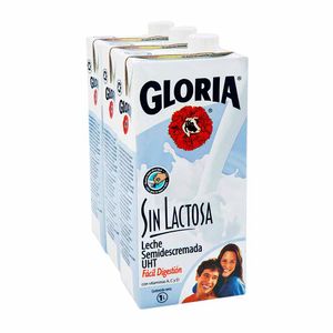 Leche UHT GLORIA sin Lactosa Pack 3un x 1L