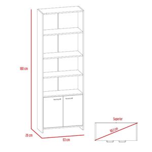 Biblioteca Lisa 1,80 Con Puertas - Wengue