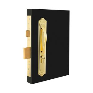 Cerradura de embutir de bronce pulido clásica p/puerta principal Izquierda