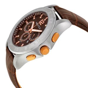 Reloj Nautica NCS 801 N22620G Cronometro Correa De Cuero Marron