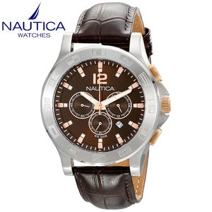 Reloj Nautica NCS 801 N22620G Cronometro Correa De Cuero Marron