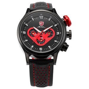 Reloj Shark Megalodon Analógico Fecha Hombre Rojo y Negro
