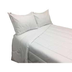 Edredón con Funda Sham Blanco 220 Hilos 100% Algodón Queen