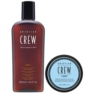 3 en 1 Shampoo, Conditioner y Body Wash + Cera Mate Fiber 85gr American Crew Men
