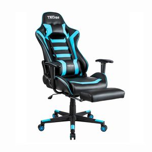 Silla Gamer Technisport Reclinación 180° y Posapies Azul Sgaz