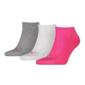 Medias Deportivas Mujer Puma Sneaker Plain 3 Pack Gris Oscuro/Gris/Rosado Talla 35/38