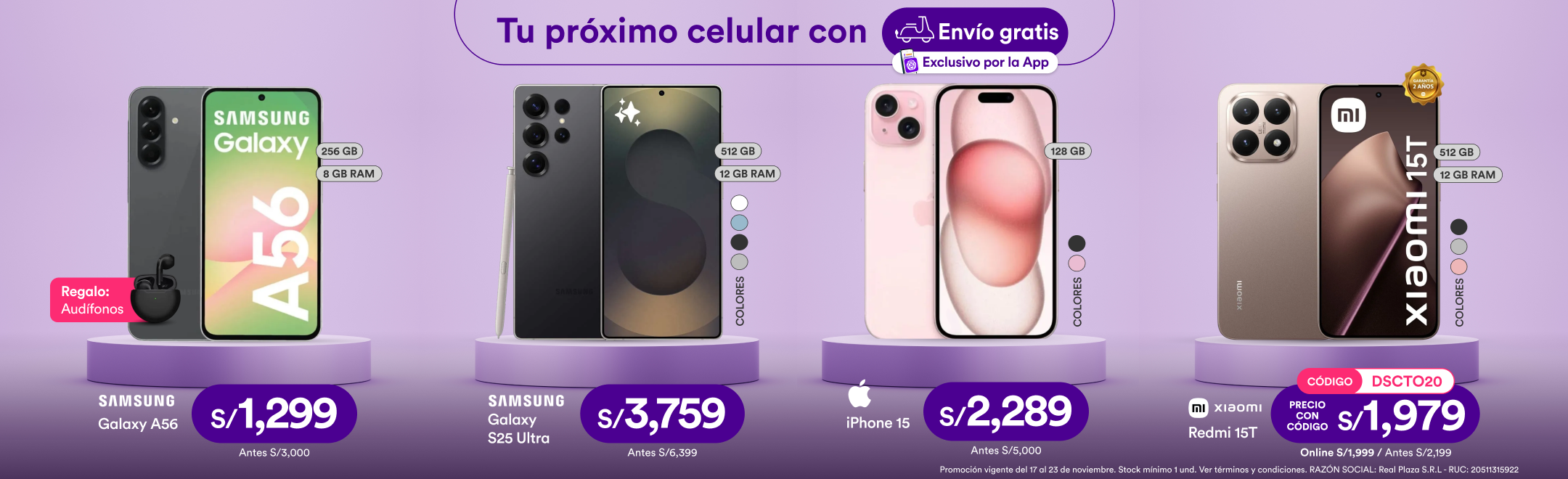 RP_CAMPAÑA REGULAR 17/11/2025_P_1_Tu próximo celular con Envio Gratis App_23/11/2025_Celulares