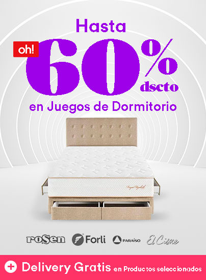 "Hasta 60% de Dscto. con TOH  en Juegos de Dormitorio + Delivery Gratis en Productos seleccionados   ""  "